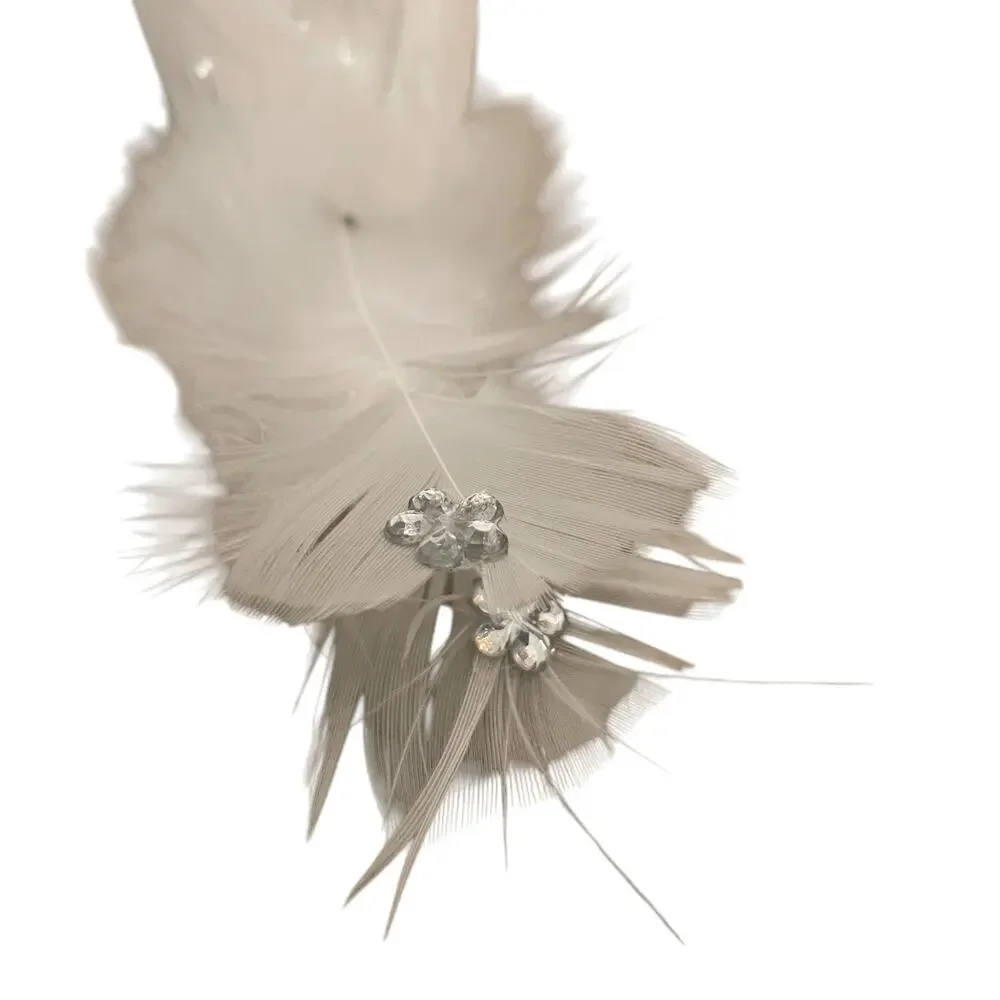 Rachel Roy Rhinestone Feathered Dove Christmas Tree Clips Set of 4 White New